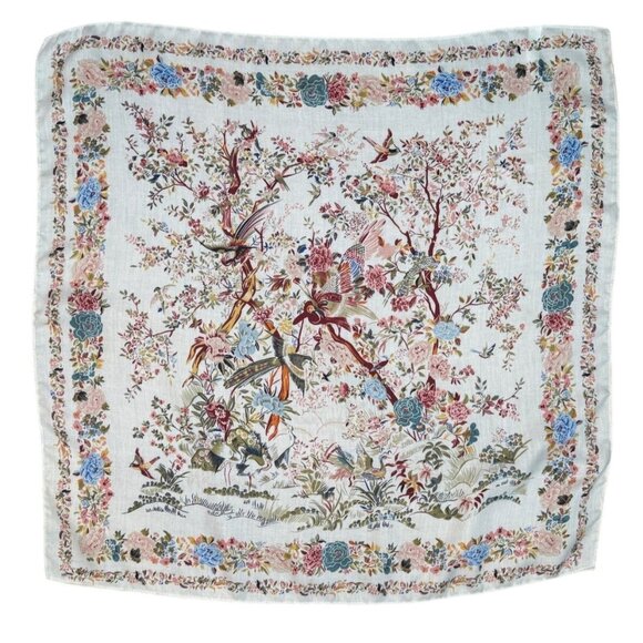 2/$30 NEW Cream Bird Floral Flower Printed Fashion Scarf - Picture 4 of 9